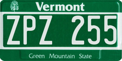 VT license plate ZPZ255