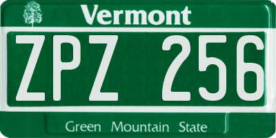 VT license plate ZPZ256