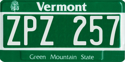 VT license plate ZPZ257