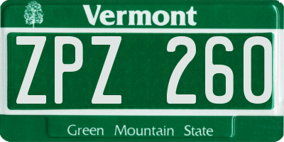 VT license plate ZPZ260