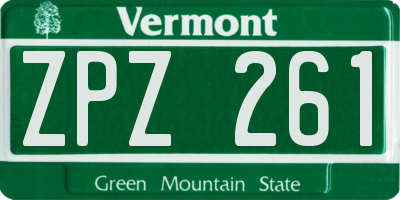 VT license plate ZPZ261