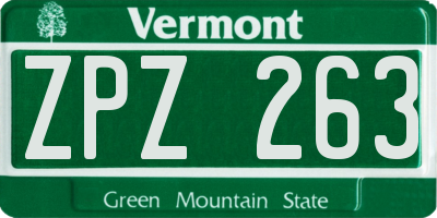 VT license plate ZPZ263