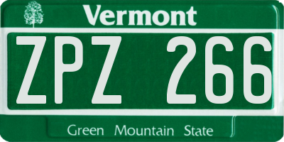 VT license plate ZPZ266