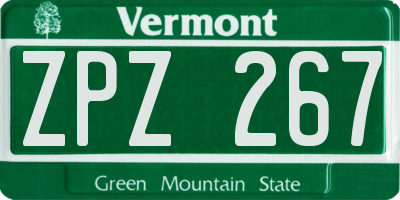 VT license plate ZPZ267