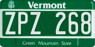 VT license plate ZPZ268