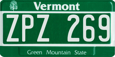 VT license plate ZPZ269