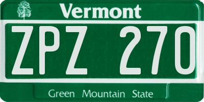 VT license plate ZPZ270