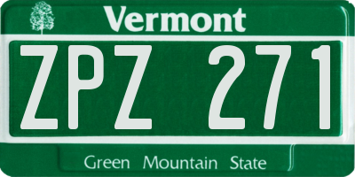VT license plate ZPZ271