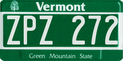 VT license plate ZPZ272
