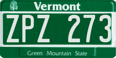 VT license plate ZPZ273