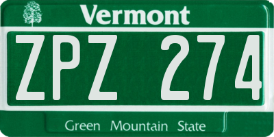 VT license plate ZPZ274