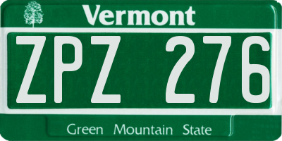 VT license plate ZPZ276