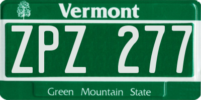 VT license plate ZPZ277