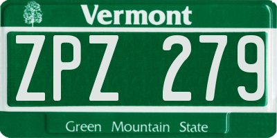 VT license plate ZPZ279