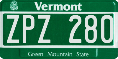 VT license plate ZPZ280