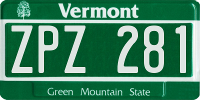 VT license plate ZPZ281
