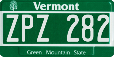 VT license plate ZPZ282
