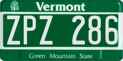 VT license plate ZPZ286