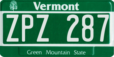 VT license plate ZPZ287