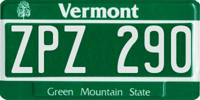 VT license plate ZPZ290