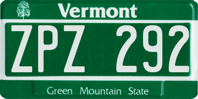 VT license plate ZPZ292