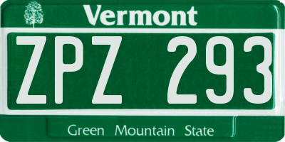 VT license plate ZPZ293