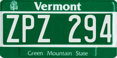 VT license plate ZPZ294