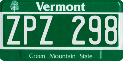 VT license plate ZPZ298