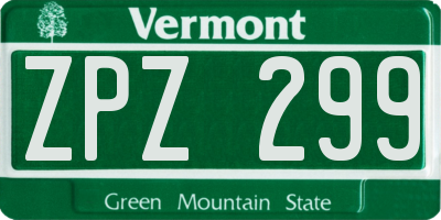 VT license plate ZPZ299