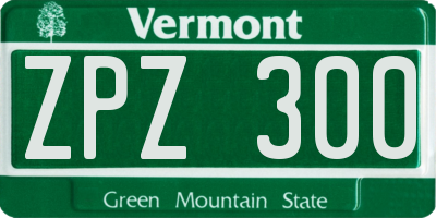 VT license plate ZPZ300