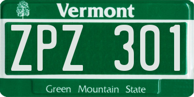 VT license plate ZPZ301