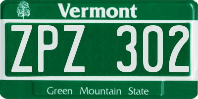 VT license plate ZPZ302