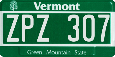 VT license plate ZPZ307