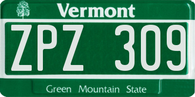 VT license plate ZPZ309