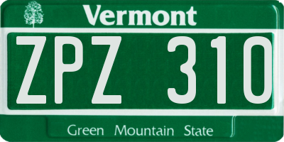 VT license plate ZPZ310