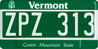 VT license plate ZPZ313