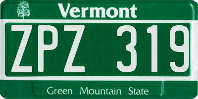 VT license plate ZPZ319