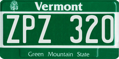 VT license plate ZPZ320