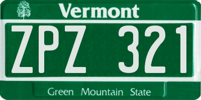 VT license plate ZPZ321