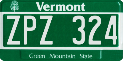 VT license plate ZPZ324