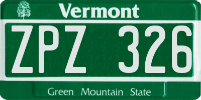 VT license plate ZPZ326