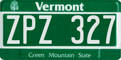 VT license plate ZPZ327