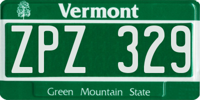 VT license plate ZPZ329