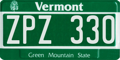 VT license plate ZPZ330