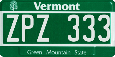 VT license plate ZPZ333