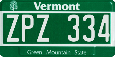 VT license plate ZPZ334