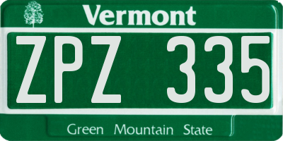 VT license plate ZPZ335