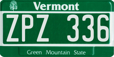 VT license plate ZPZ336