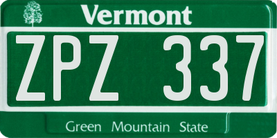 VT license plate ZPZ337
