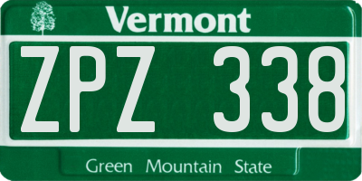 VT license plate ZPZ338